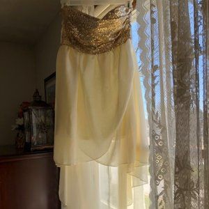 Gold and Cream Mini Party Dress